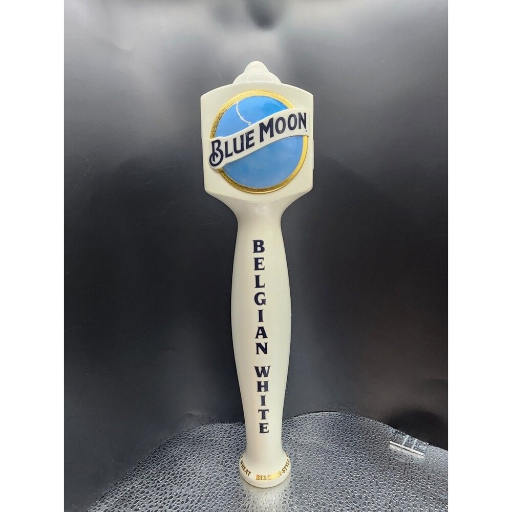 Blue Moon Belgian White Belgian Style Wheat Ale Beer Tap Handle Blue & White